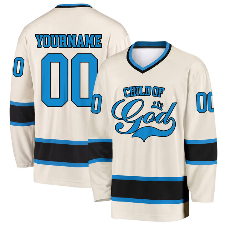 Christianartworkshop Kind Gottes – Glaubensbekenntnis aufgedrucktes Hockeytrikot mit Namen und Nummer – Personalisiertes Hockeytrikot - Beige - 5XL - Name & Nummer personalisiert - image 5