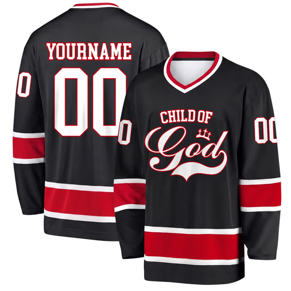 Christianartworkshop Kind Gottes – Glaubensbekenntnis aufgedrucktes Hockeytrikot mit Namen und Nummer – Personalisiertes Hockeytrikot - Schwarz - 5XL - Name & Nummer personalisiert - image 15