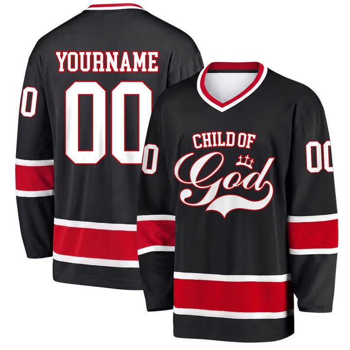 Christianartworkshop Kind Gottes – Glaubensbekenntnis aufgedrucktes Hockeytrikot mit Namen und Nummer – Personalisiertes Hockeytrikot - Schwarz - 5XL - Name & Nummer personalisiert - image 15