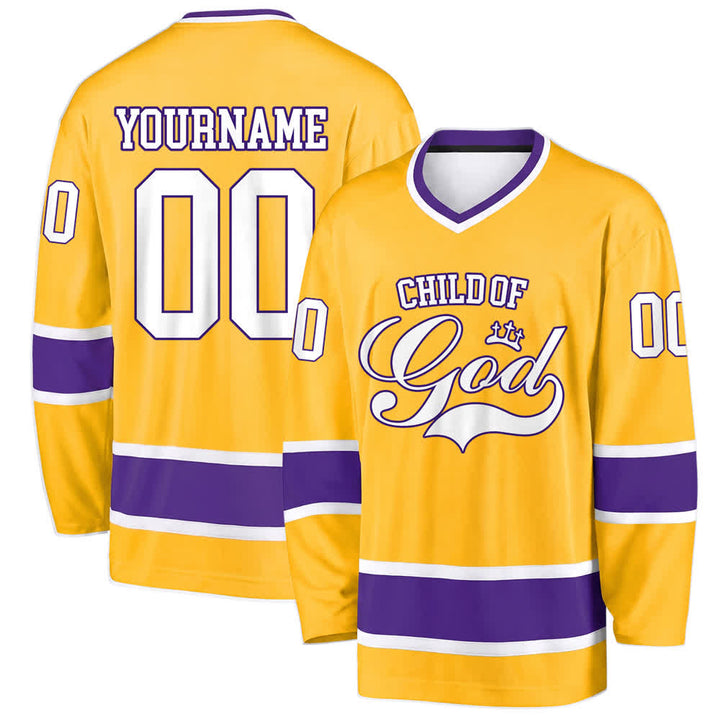 Christianartworkshop Kind Gottes – Glaubensbekenntnis aufgedrucktes Hockeytrikot mit Namen und Nummer – Personalisiertes Hockeytrikot - Gelb - 5XL - Name & Nummer personalisiert - image 10