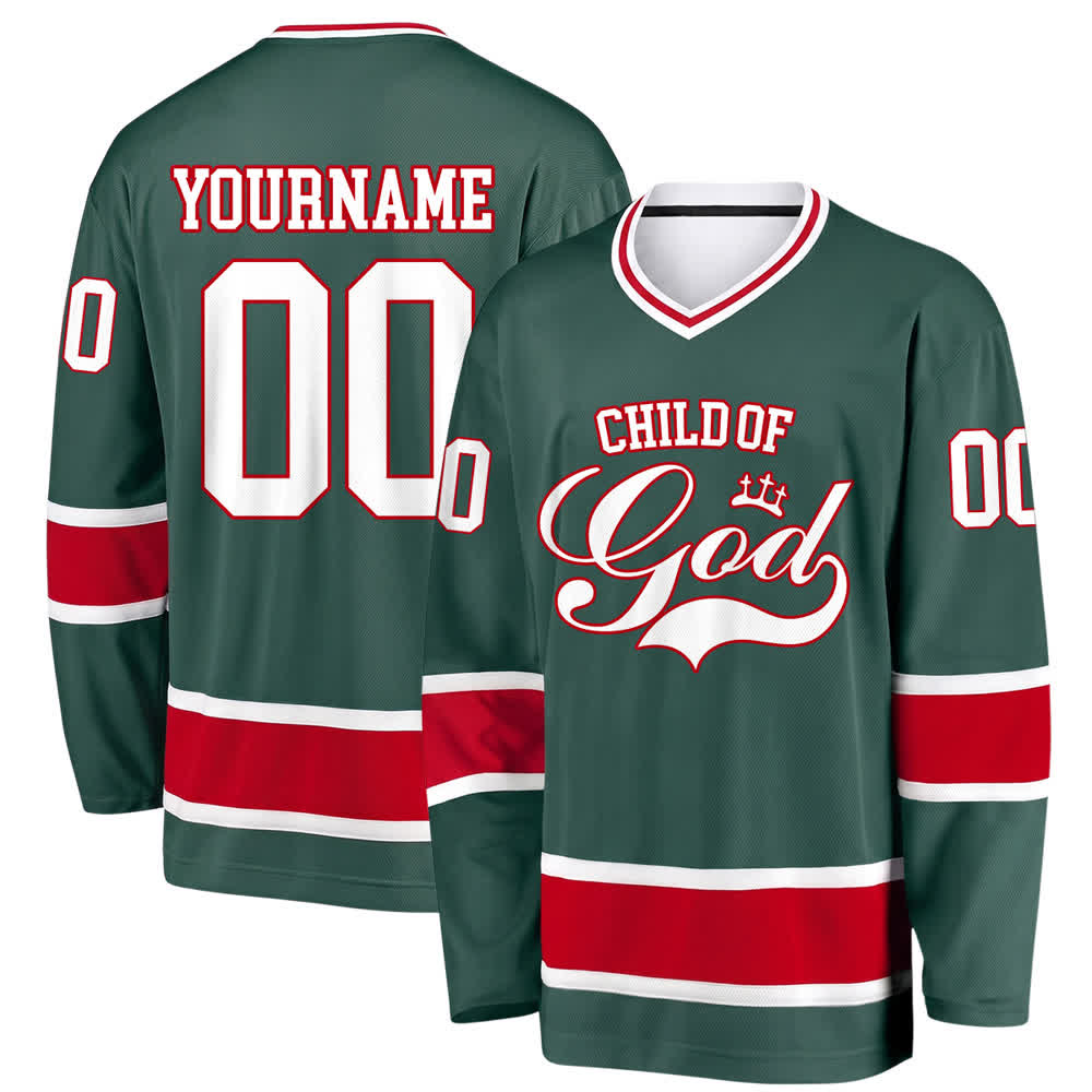 Christianartworkshop Kind Gottes – Glaubensbekenntnis aufgedrucktes Hockeytrikot mit Namen und Nummer – Personalisiertes Hockeytrikot - Armeegrün - 5XL - Name & Nummer personalisiert - image 20