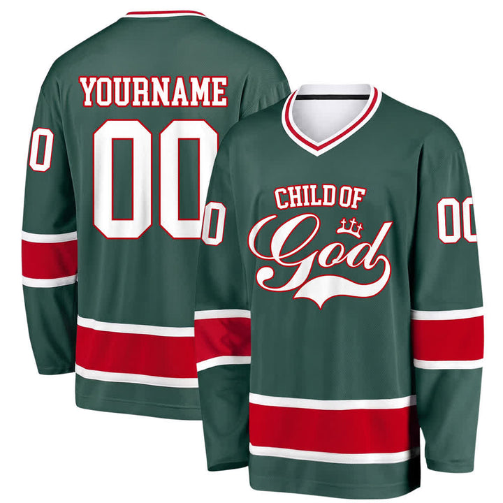 Christianartworkshop Kind Gottes – Glaubensbekenntnis aufgedrucktes Hockeytrikot mit Namen und Nummer – Personalisiertes Hockeytrikot - Armeegrün - 5XL - Name & Nummer personalisiert - image 20