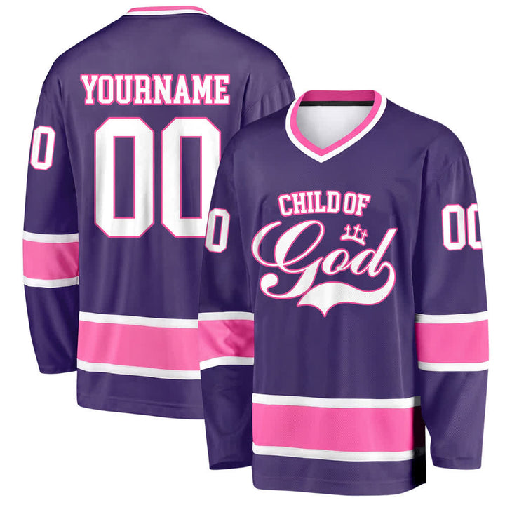 Christianartworkshop Kind Gottes – Glaubensbekenntnis aufgedrucktes Hockeytrikot mit Namen und Nummer – Personalisiertes Hockeytrikot - Lila - 5XL - Name & Nummer personalisiert - image 30