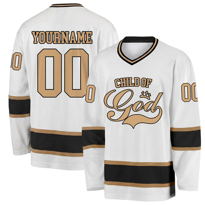 Christianartworkshop Kind Gottes – Glaubensbekenntnis aufgedrucktes Hockeytrikot mit Namen und Nummer – Personalisiertes Hockeytrikot - Weiß - 5XL - Name & Nummer personalisiert - image 0