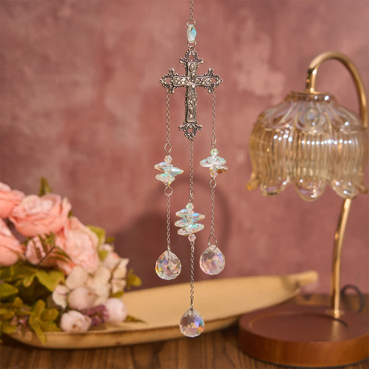 Christianartworkshop Mehrsträngiger Kristall-Hängeschmuck mit Kreuz als Symbol göttlichen Trostes - Kreuzen - image 0