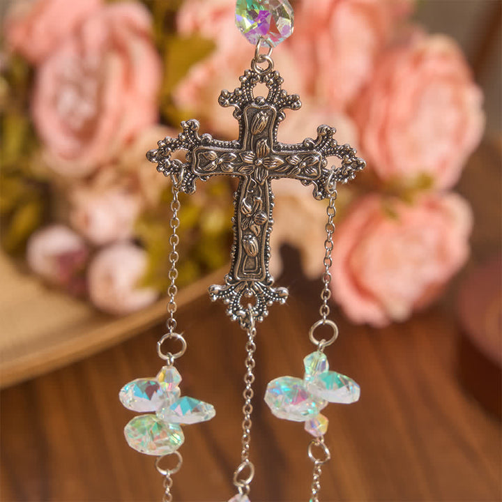 Christianartworkshop Mehrsträngiger Kristall-Hängeschmuck mit Kreuz als Symbol göttlichen Trostes - image 2