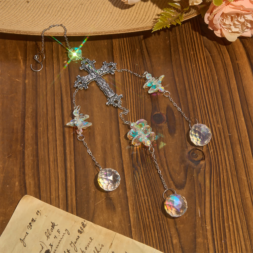 Christianartworkshop Mehrsträngiger Kristall-Hängeschmuck mit Kreuz als Symbol göttlichen Trostes - image 1