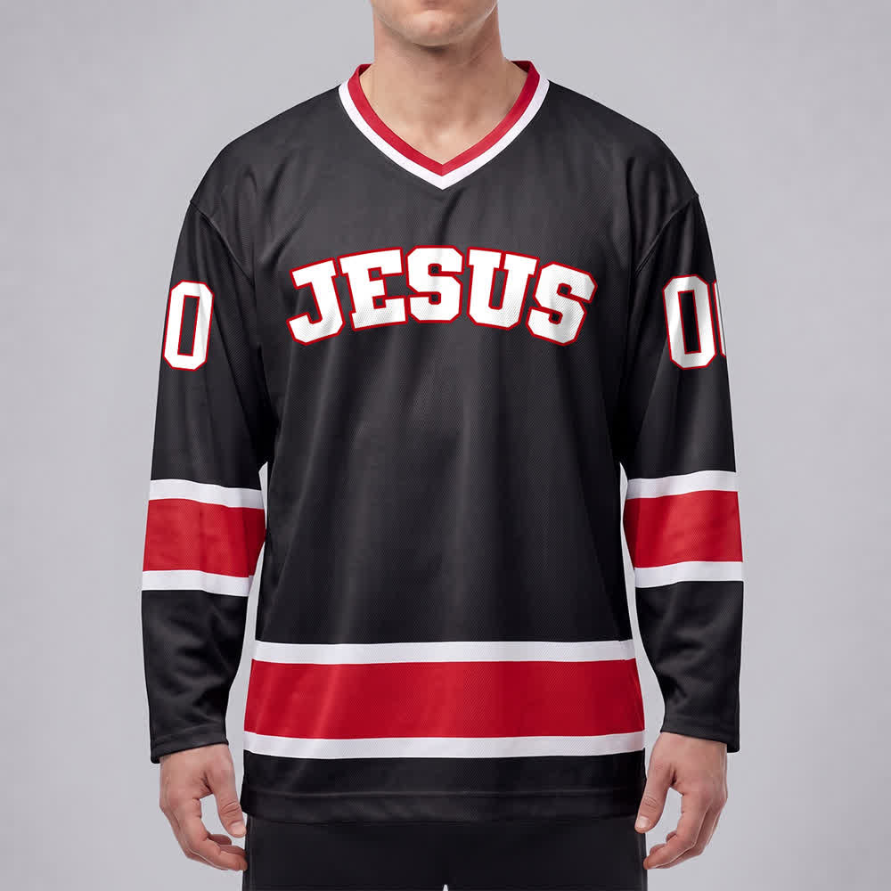 Christianartworkshop Auffälliges Jesus-Glaubensbekenntnis, Name und Nummer auf individuellem Hockeytrikot - image 3