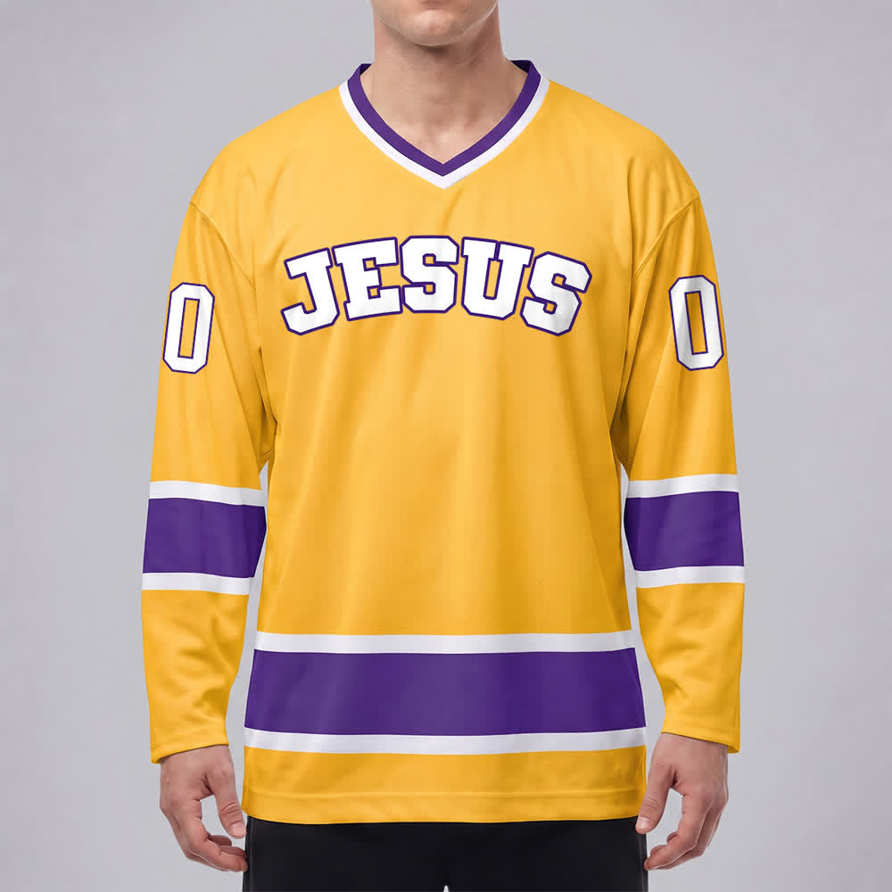 Christianartworkshop Auffälliges Jesus-Glaubensbekenntnis, Name und Nummer auf individuellem Hockeytrikot - image 13
