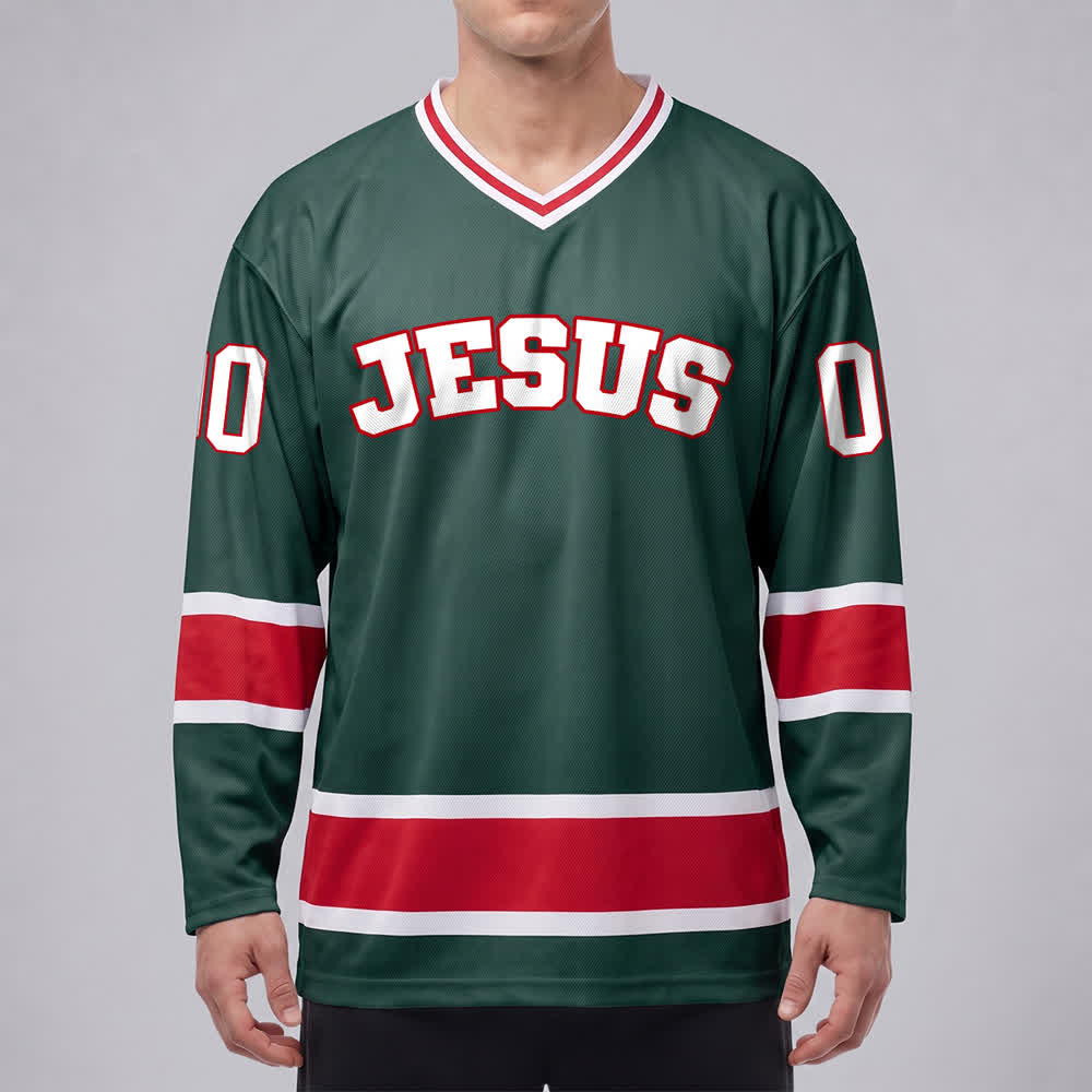 Christianartworkshop Auffälliges Jesus-Glaubensbekenntnis, Name und Nummer auf individuellem Hockeytrikot - image 23
