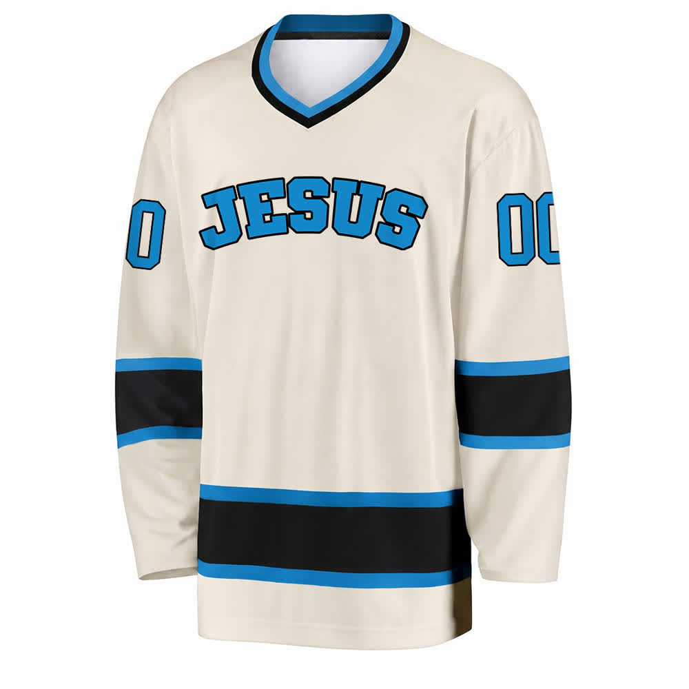 Christianartworkshop Auffälliges Jesus-Glaubensbekenntnis, Name und Nummer auf individuellem Hockeytrikot - image 26