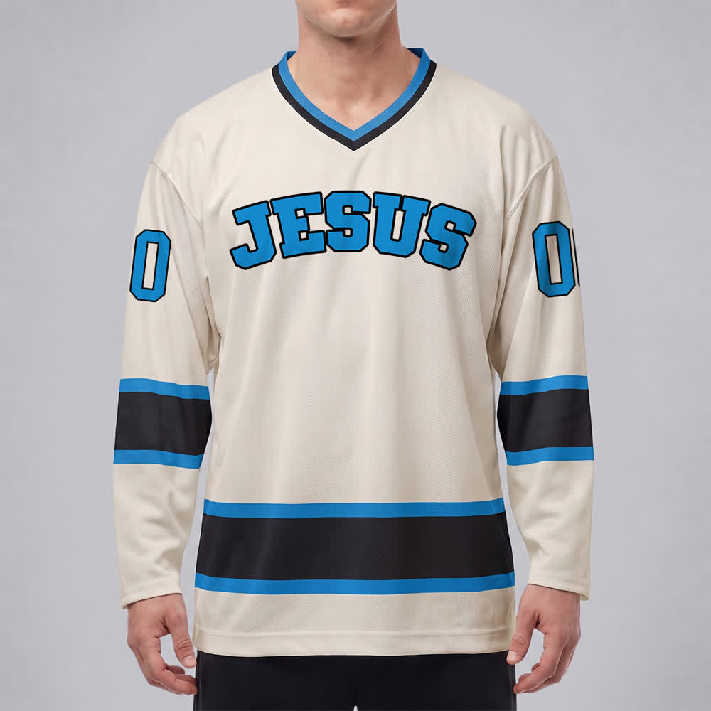 Christianartworkshop Auffälliges Jesus-Glaubensbekenntnis, Name und Nummer auf individuellem Hockeytrikot - image 28