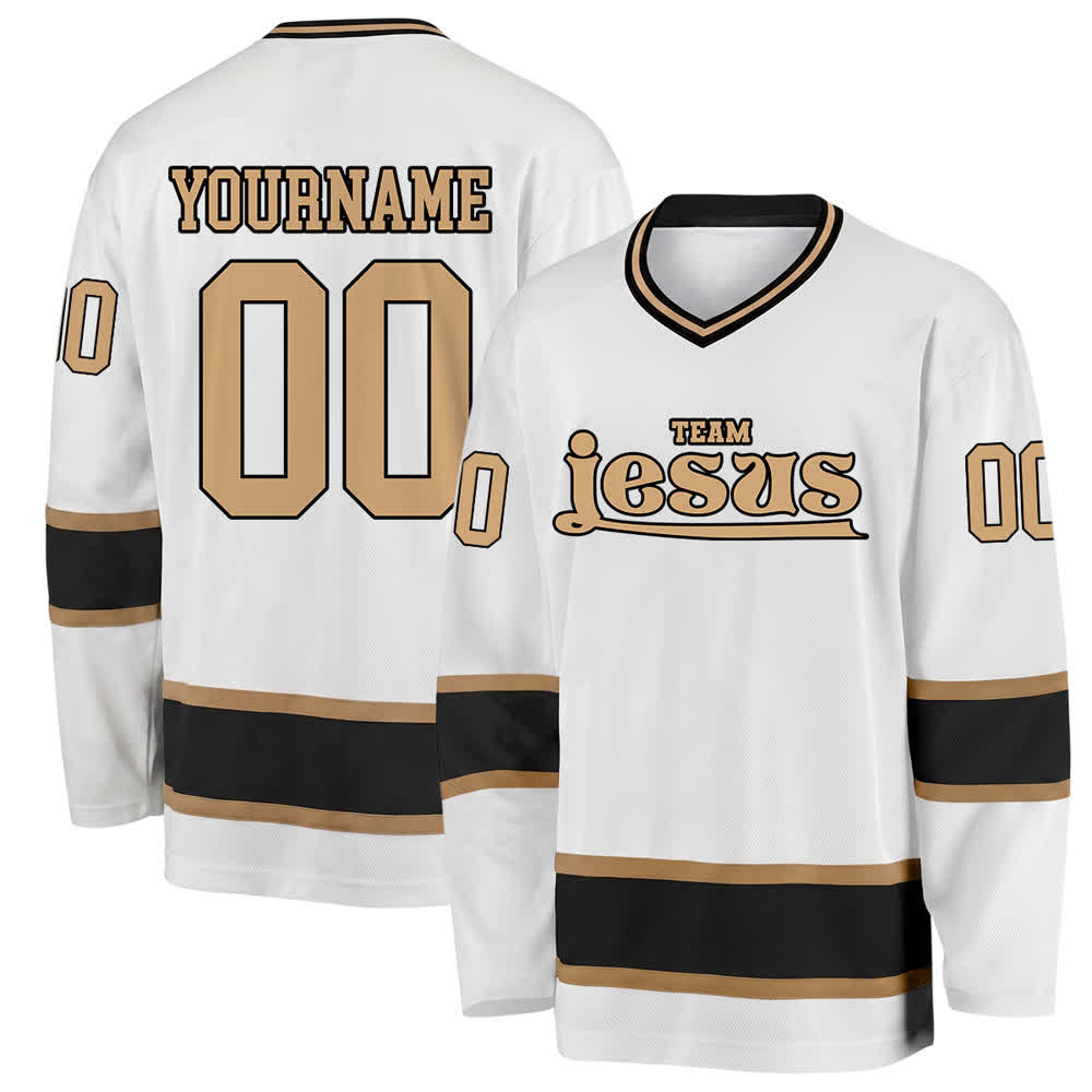 Christianartworkshop Team Jesus Faith Motif Name & Number Customized Hockey Jersey - Weiß - 5XL - Name & Nummer personalisiert - image 5