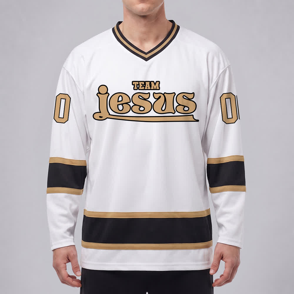 Christianartworkshop Team Jesus Faith Motif Name & Number Customized Hockey Jersey - image 8
