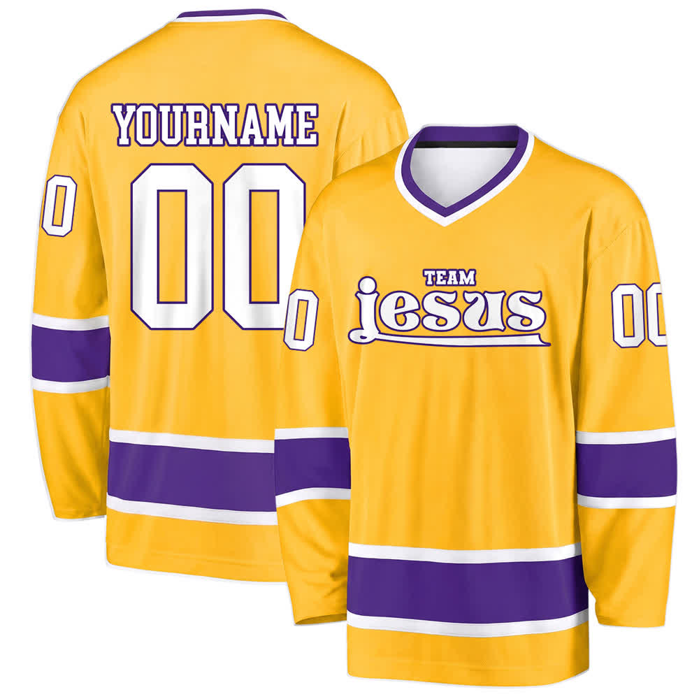 Christianartworkshop Team Jesus Faith Motif Name & Number Customized Hockey Jersey - Gelb - 5XL - Name & Nummer personalisiert - image 15