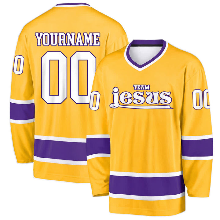 Christianartworkshop Team Jesus Faith Motif Name & Number Customized Hockey Jersey - Gelb - 5XL - Name & Nummer personalisiert - image 15