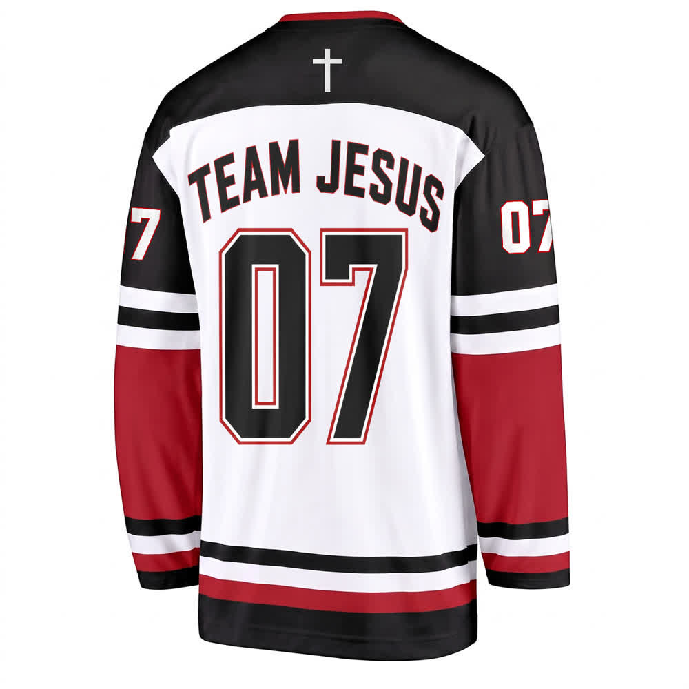 Christianartworkshop Team Jesus 07 Colorblock Langarm-Hockeytrikot - image 2