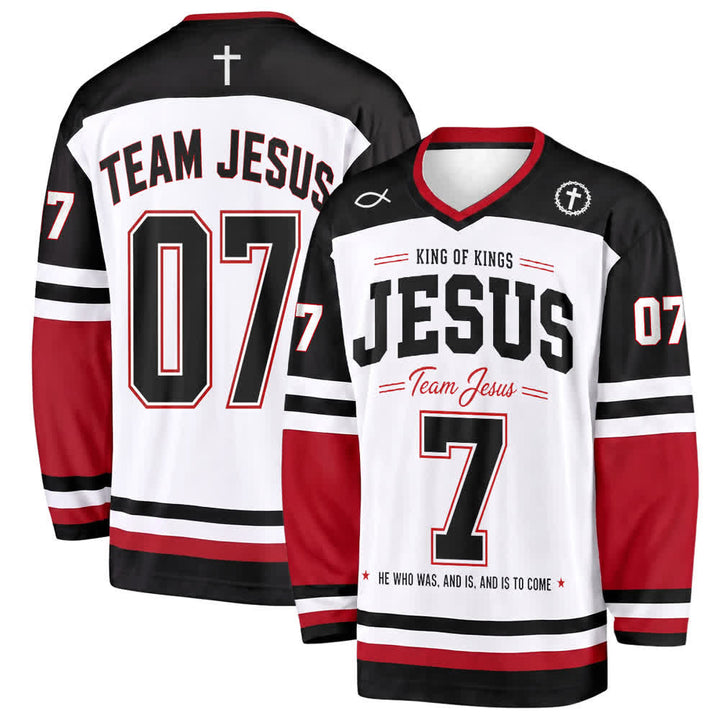 Christianartworkshop Team Jesus 07 Colorblock Langarm-Hockeytrikot - 5XL - image 0