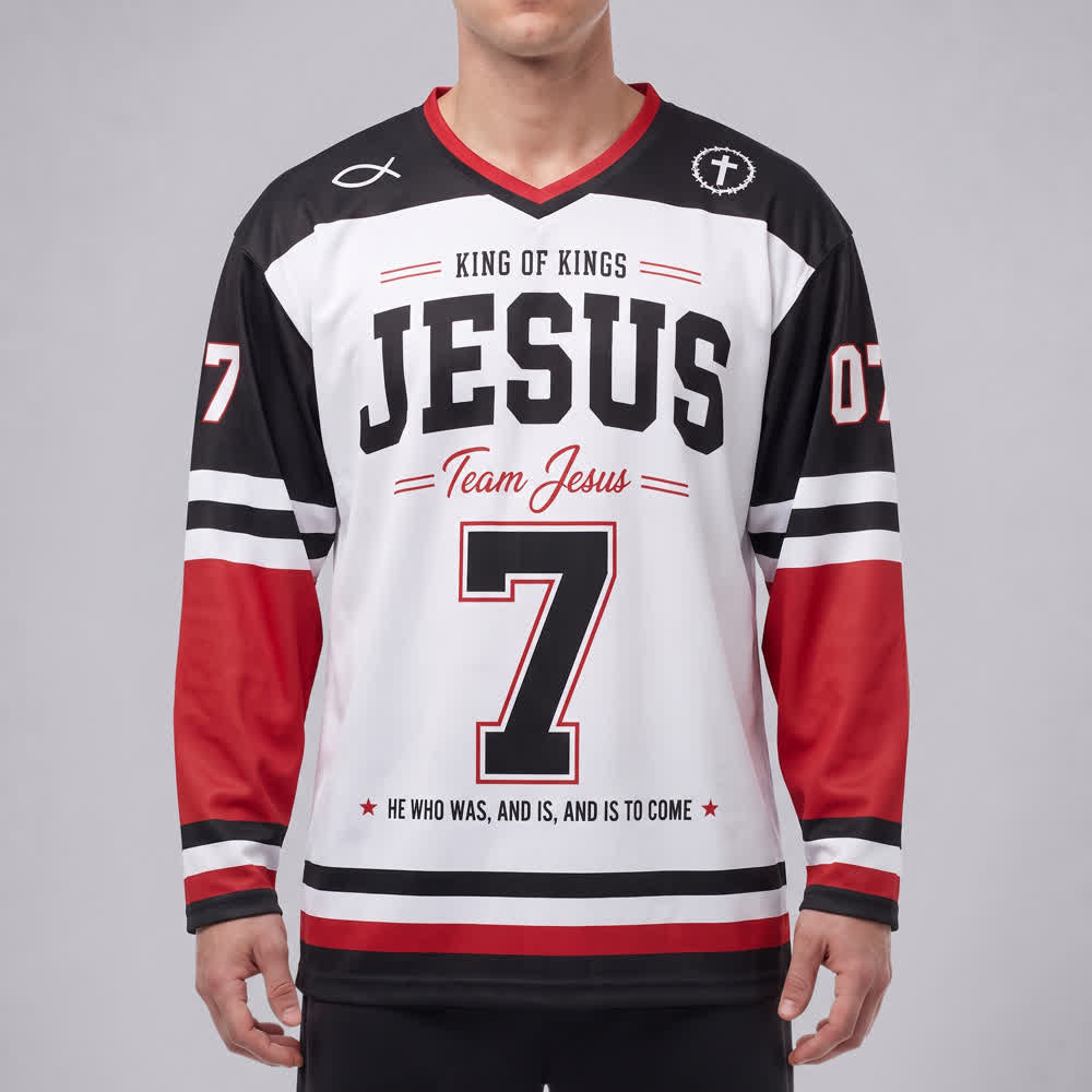 Christianartworkshop Team Jesus 07 Colorblock Langarm-Hockeytrikot - image 3