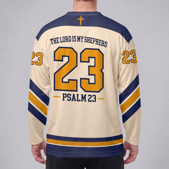 Christianartworkshop Psalm 23 Hirtenvers Marineblau Gold Hockeytrikot - image 4