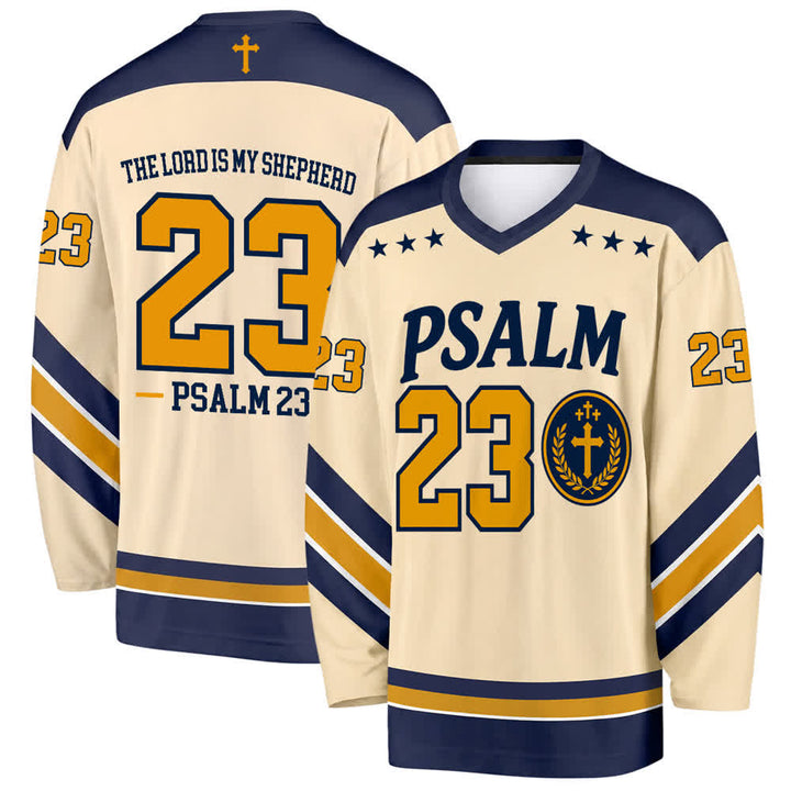 Christianartworkshop Psalm 23 Hirtenvers Marineblau Gold Hockeytrikot - 5XL - image 0