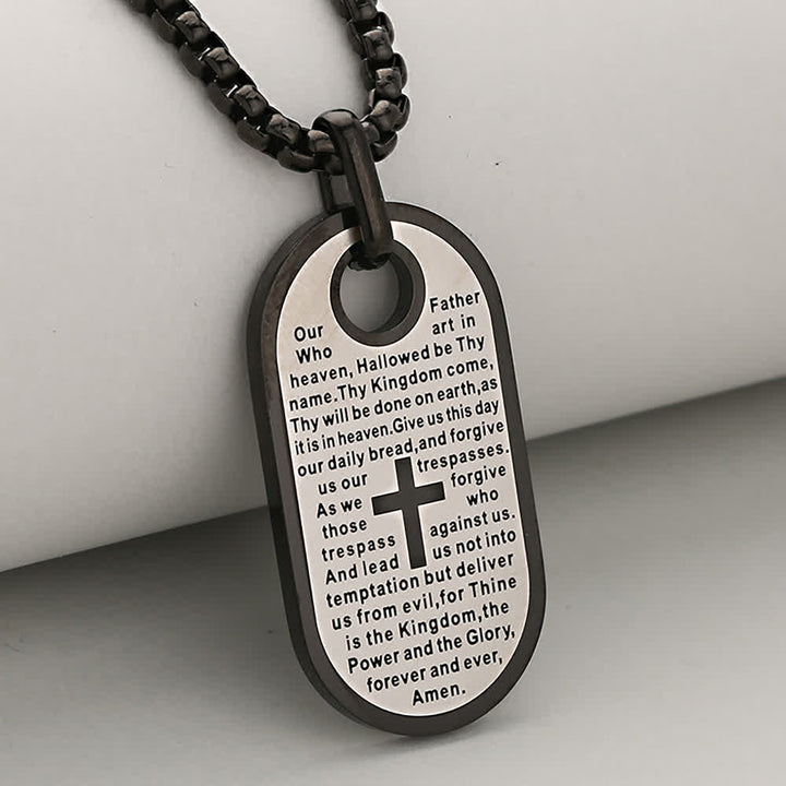 Christianartworkshop Hundemarkenkette mit eingraviertem Bibelvers und Kreuz als Zeichen aufrichtigen göttlichen Trostes - Schwarz & Silber - image 13