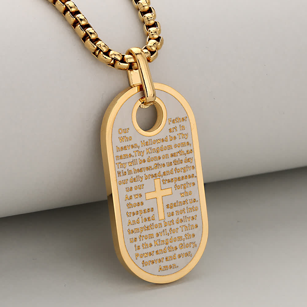 Christianartworkshop Hundemarkenkette mit eingraviertem Bibelvers und Kreuz als Zeichen aufrichtigen göttlichen Trostes - Gold & Silber - image 12