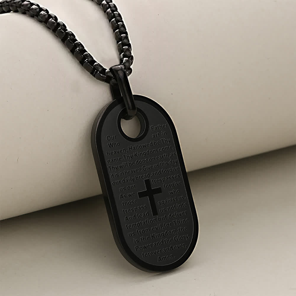Christianartworkshop Hundemarkenkette mit eingraviertem Bibelvers und Kreuz als Zeichen aufrichtigen göttlichen Trostes - Schwarz - image 9