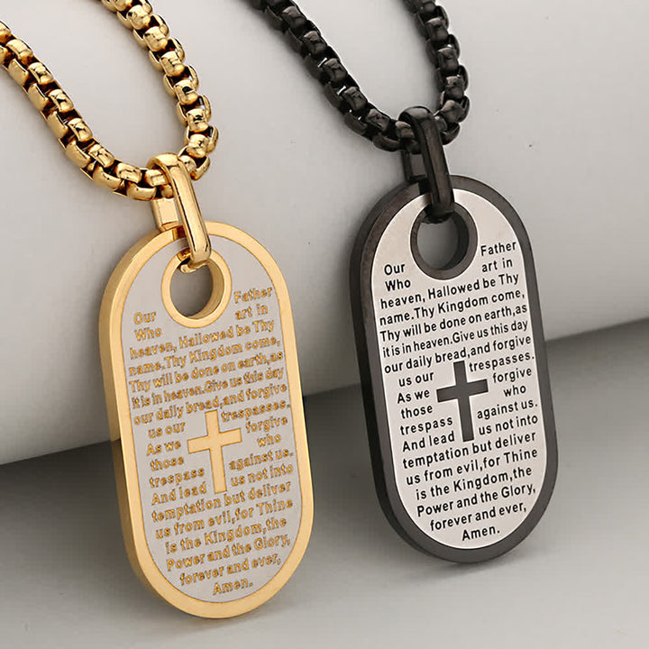 Christianartworkshop Hundemarkenkette mit eingraviertem Bibelvers und Kreuz als Zeichen aufrichtigen göttlichen Trostes - image 0