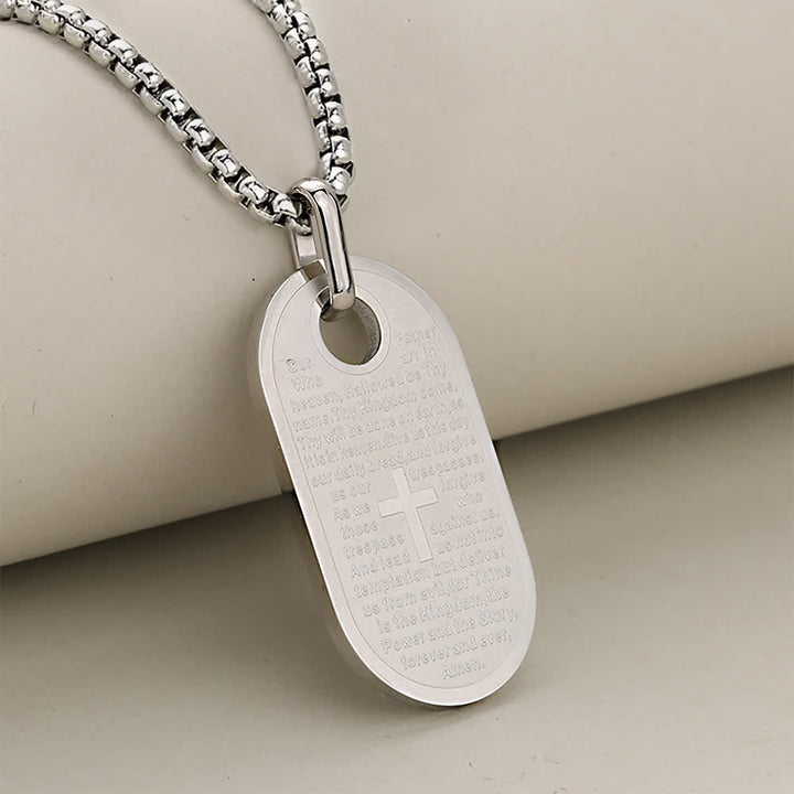 Christianartworkshop Hundemarkenkette mit eingraviertem Bibelvers und Kreuz als Zeichen aufrichtigen göttlichen Trostes - Silber - image 6