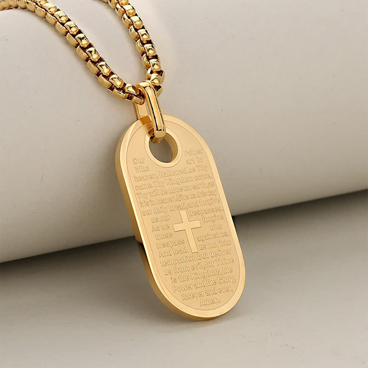 Christianartworkshop Hundemarkenkette mit eingraviertem Bibelvers und Kreuz als Zeichen aufrichtigen göttlichen Trostes - Golden - image 3