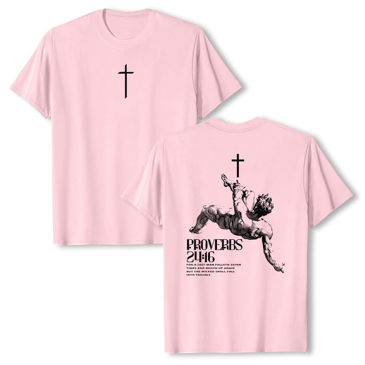 Christianartworkshop Sprüche 24,16' Christliches T-Shirt - Rosa - 2XL - image 15