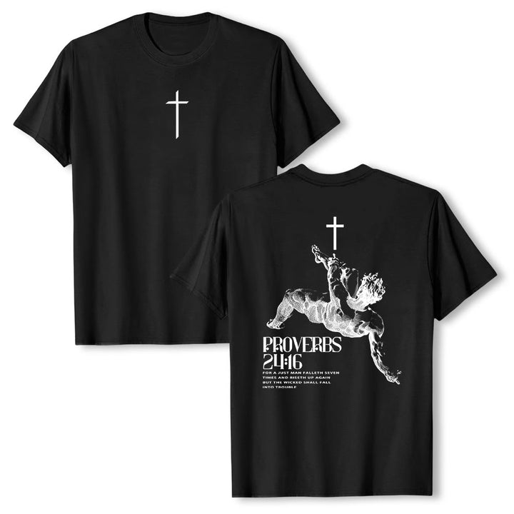 Christianartworkshop Sprüche 24,16' Christliches T-Shirt - Schwarz - 2XL - image 6