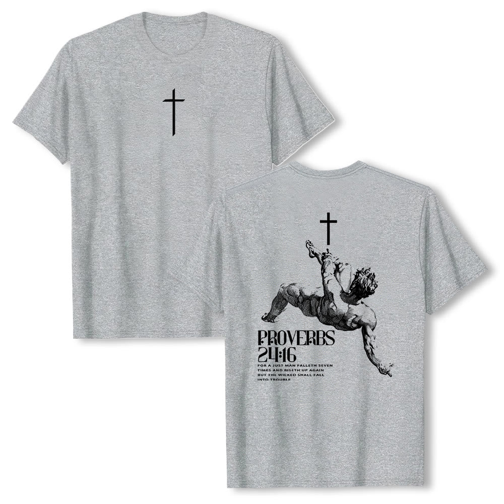 Christianartworkshop Sprüche 24,16' Christliches T-Shirt - Grau - 2XL - image 9