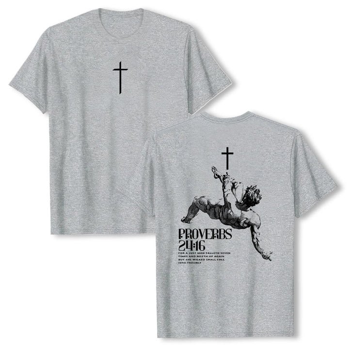 Christianartworkshop Sprüche 24,16' Christliches T-Shirt - Grau - 2XL - image 9