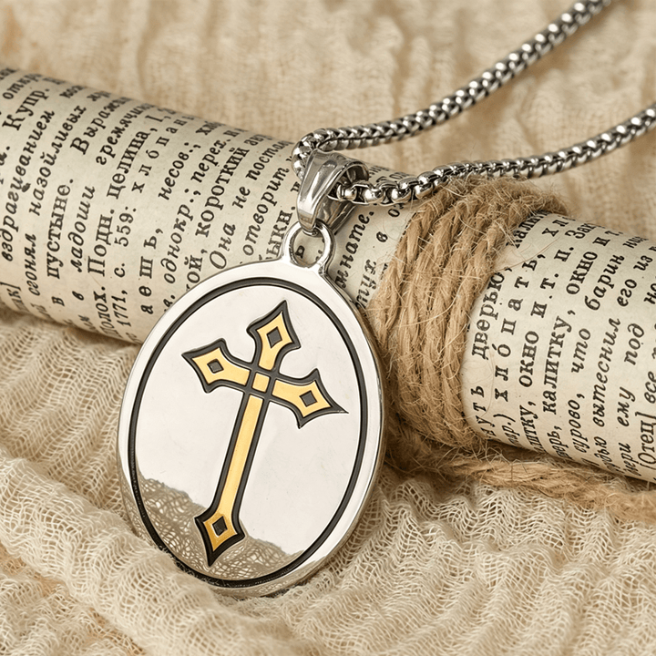 Dreifarbige Medaillon-Halskette mit Herz Jesu und Kreuz, doppelseitig, von Christianartworkshop : Symbol der göttlichen Liebe - image 6