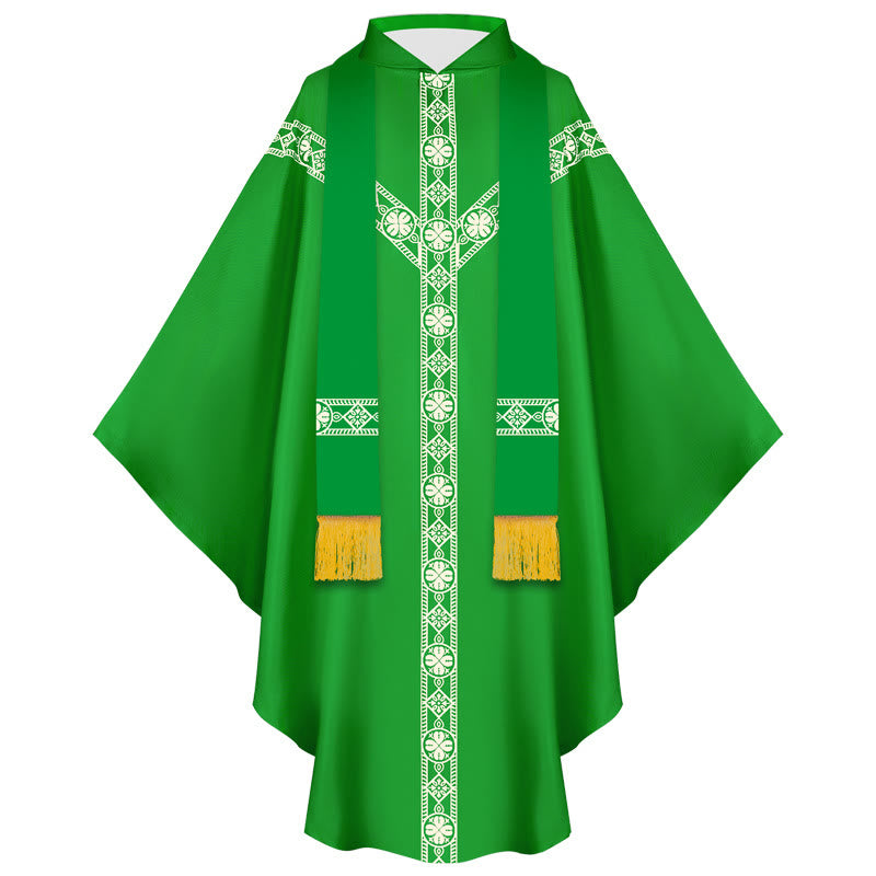 Mittelalterlicher Priestermantel von Christianartworkshop mit goldenen religiösen Mustern - Grün - Einheitsgröße (Länge 130 cm) - image 1