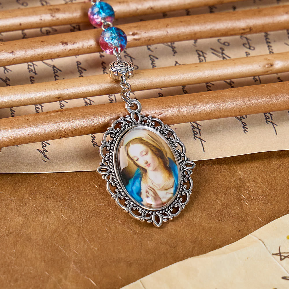 Christianartworkshop Aufwendig verzierter Rosenkranz Unserer Lieben Frau: Sinnbild sanften mütterlichen Segens - image 4