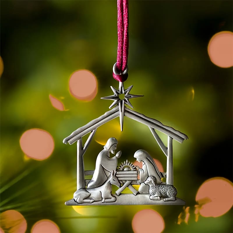 Christianartworkshop Vintage-Krippen-Hängeornament: Symbol für friedvolle, heilige und erzählerische Wärme - image 1