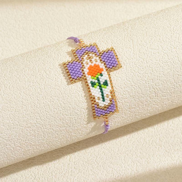 Christianartworkshop Armband mit heiligem Porträt aus Saatperlen in verschiedenen Stilen: Zeichen zarter, zeitloser, heiliger Freude - Kreuz D - image 8