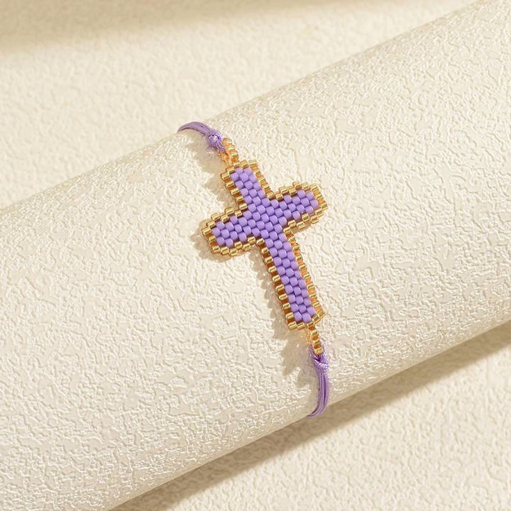 Christianartworkshop Armband mit heiligem Porträt aus Saatperlen in verschiedenen Stilen: Zeichen zarter, zeitloser, heiliger Freude - Kreuz B - image 4