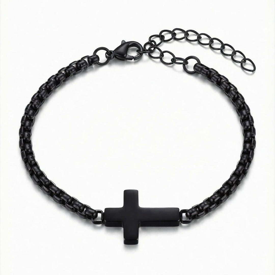 Christianartworkshop Elegantes, poliertes Kreuzkettenarmband: Zeichen beständigen himmlischen Schutzes - Schwarz - image 5