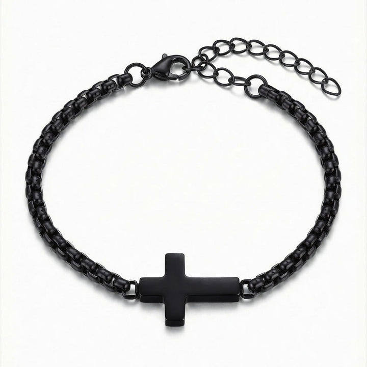 Christianartworkshop Elegantes, poliertes Kreuzkettenarmband: Zeichen beständigen himmlischen Schutzes - Schwarz - image 5