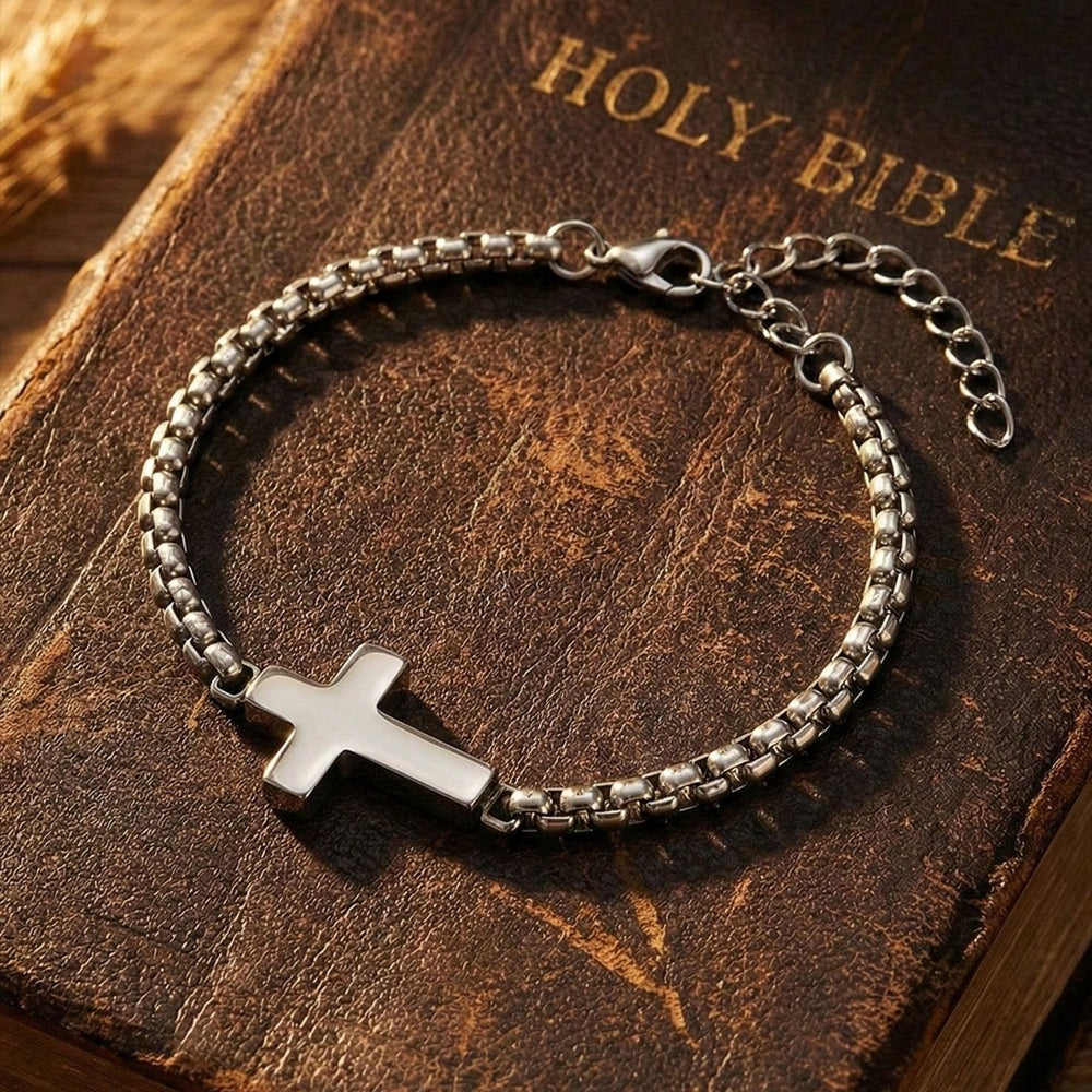 Christianartworkshop Elegantes, poliertes Kreuzkettenarmband: Zeichen beständigen himmlischen Schutzes - image 1