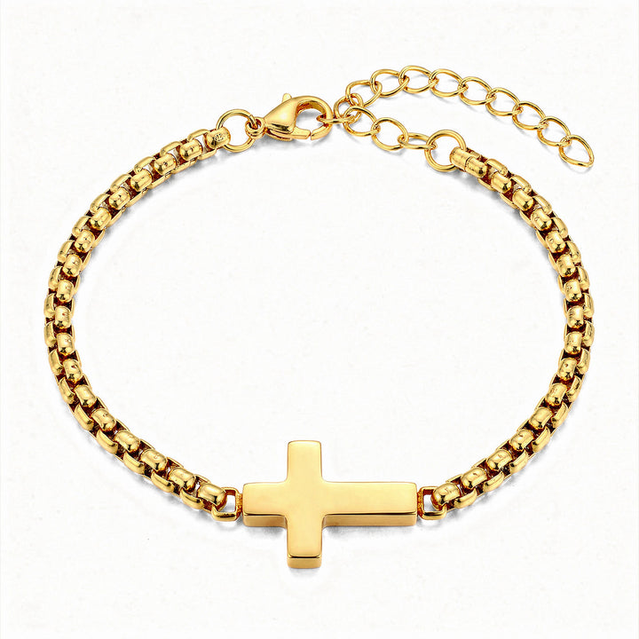 Christianartworkshop Elegantes, poliertes Kreuzkettenarmband: Zeichen beständigen himmlischen Schutzes - Golden - image 4