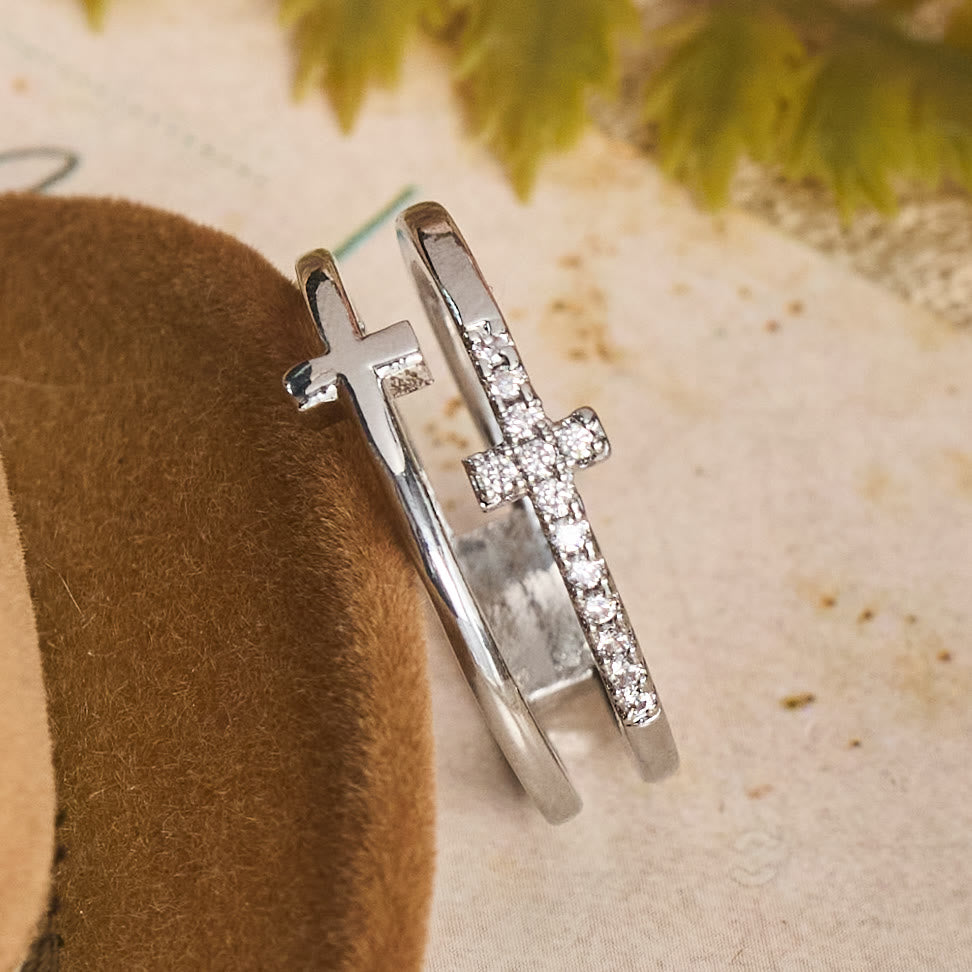Christianartworkshop Eleganter Doppelring mit gekreuzten Fingern: Symbol für Ruhe und ewige Anmut - Silber - US 12 - image 4