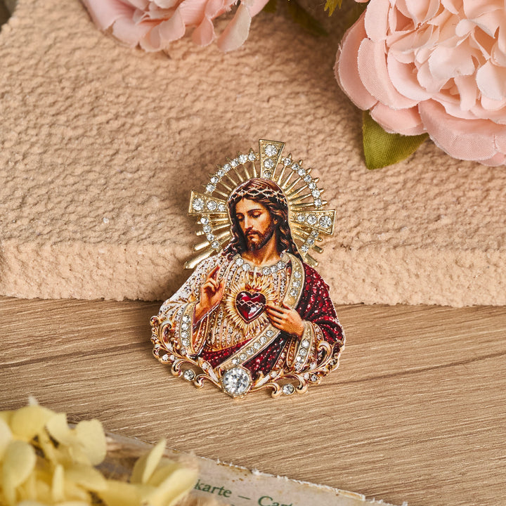 Christianartworkshop Detaillierte Brosche aus Zinklegierung mit heiliger Figur: Symbol der Ruhe und ewigen Gnade - Jesus - image 0