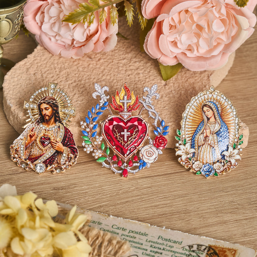 Christianartworkshop Detaillierte Brosche aus Zinklegierung mit heiliger Figur: Symbol der Ruhe und ewigen Gnade - image 1