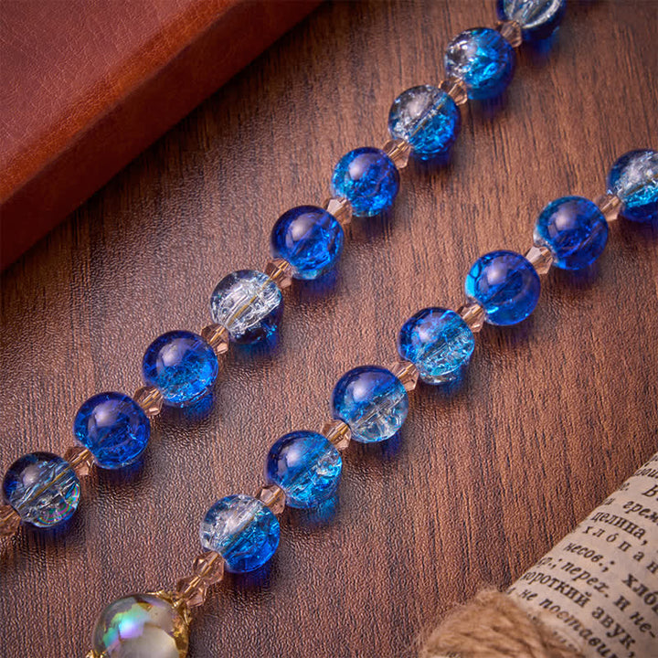 Christianartworkshop Rosenkranz aus ozeanblauem Crackle-Glas mit dem Heiligen Geist: Zeichen stillen himmlischen Segens - image 6