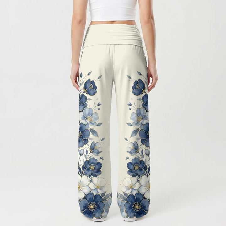Christianartworkshop Madonna und Kind Blaue Blumen Damen Weite Hose - image 1